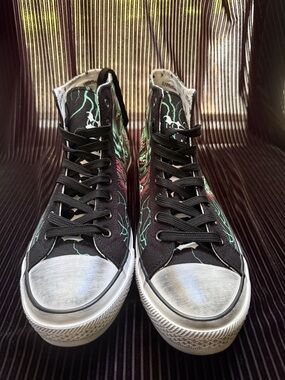 Affliction Low-Top Sneakers in Black, Green & Pink